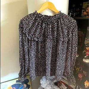 who what wear polka dot ruffle top